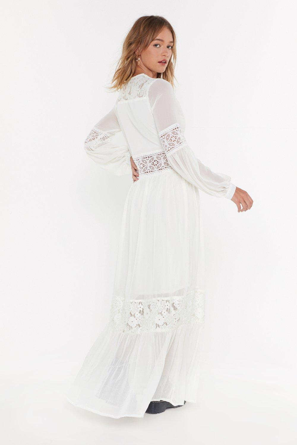 Boho Lace Button Down Maxi Dress